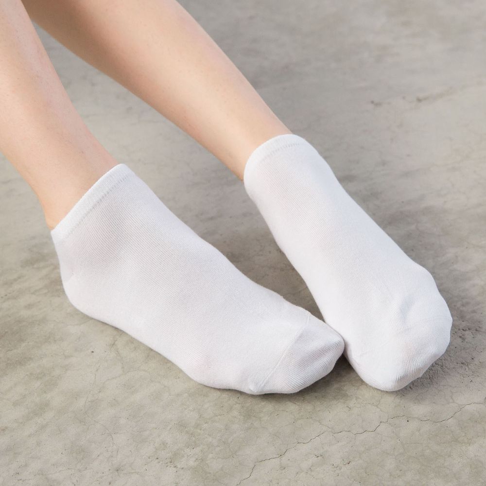 貝柔 Peilou - 抑菌萊卡消臭嫩足襪-船型襪學生襪(女-6雙組)-白色 (24-26cm)