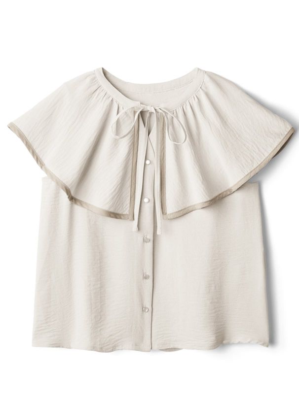 日本 GRL - 氣質大領撞色滾邊無袖上衣-白