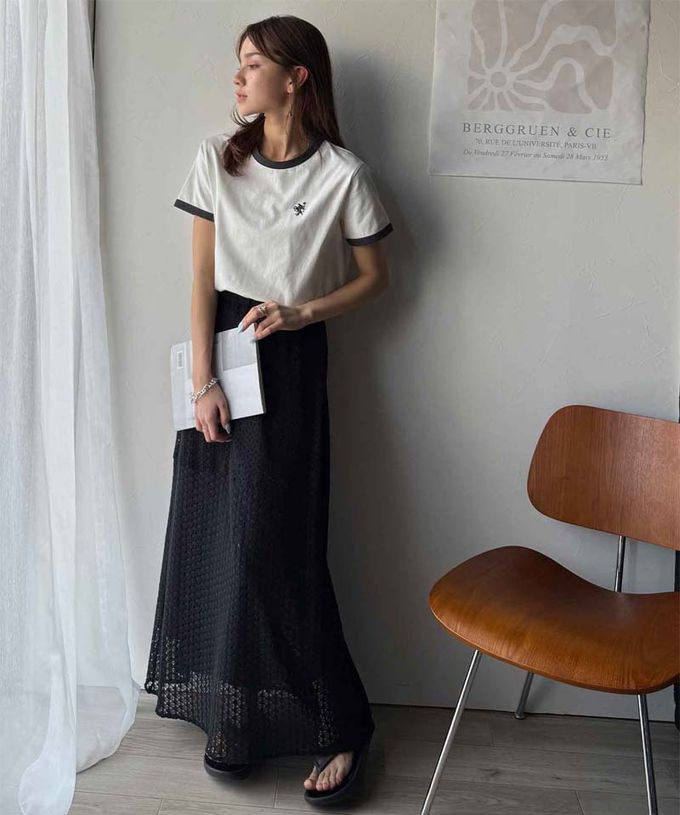 日本 Classical Elf - logo刺繡滾邊光澤感短袖T恤-深灰