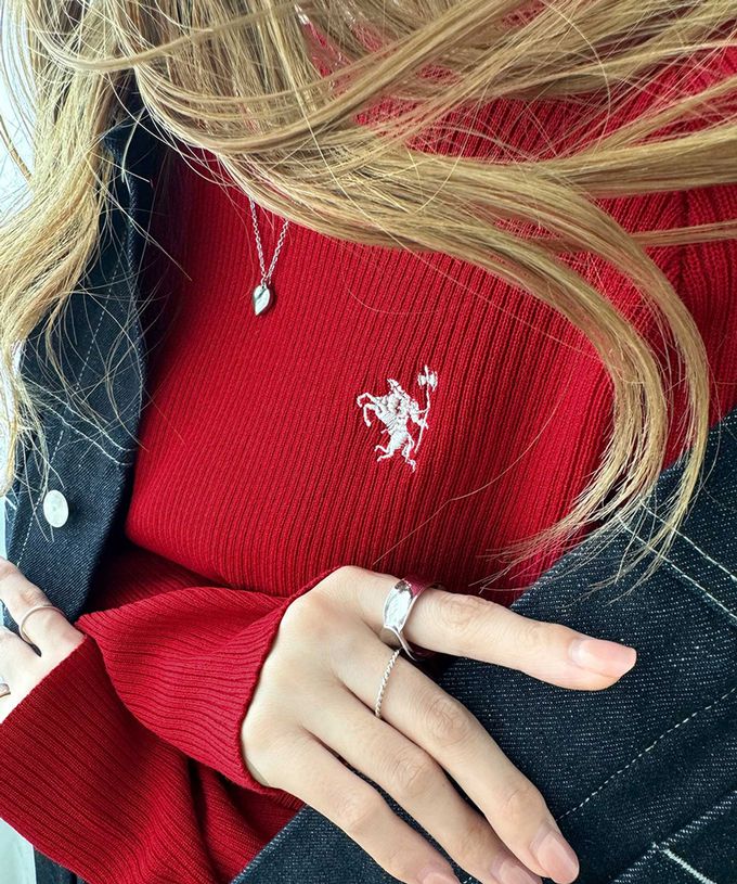 日本 Classical Elf - [必收]logo刺繡羅紋百搭長袖上衣-象牙白