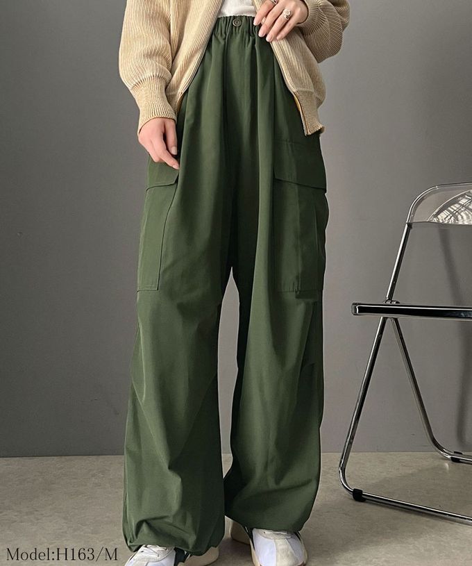 日本 Classical Elf - 美式休閒多口袋抽繩工裝褲-黑