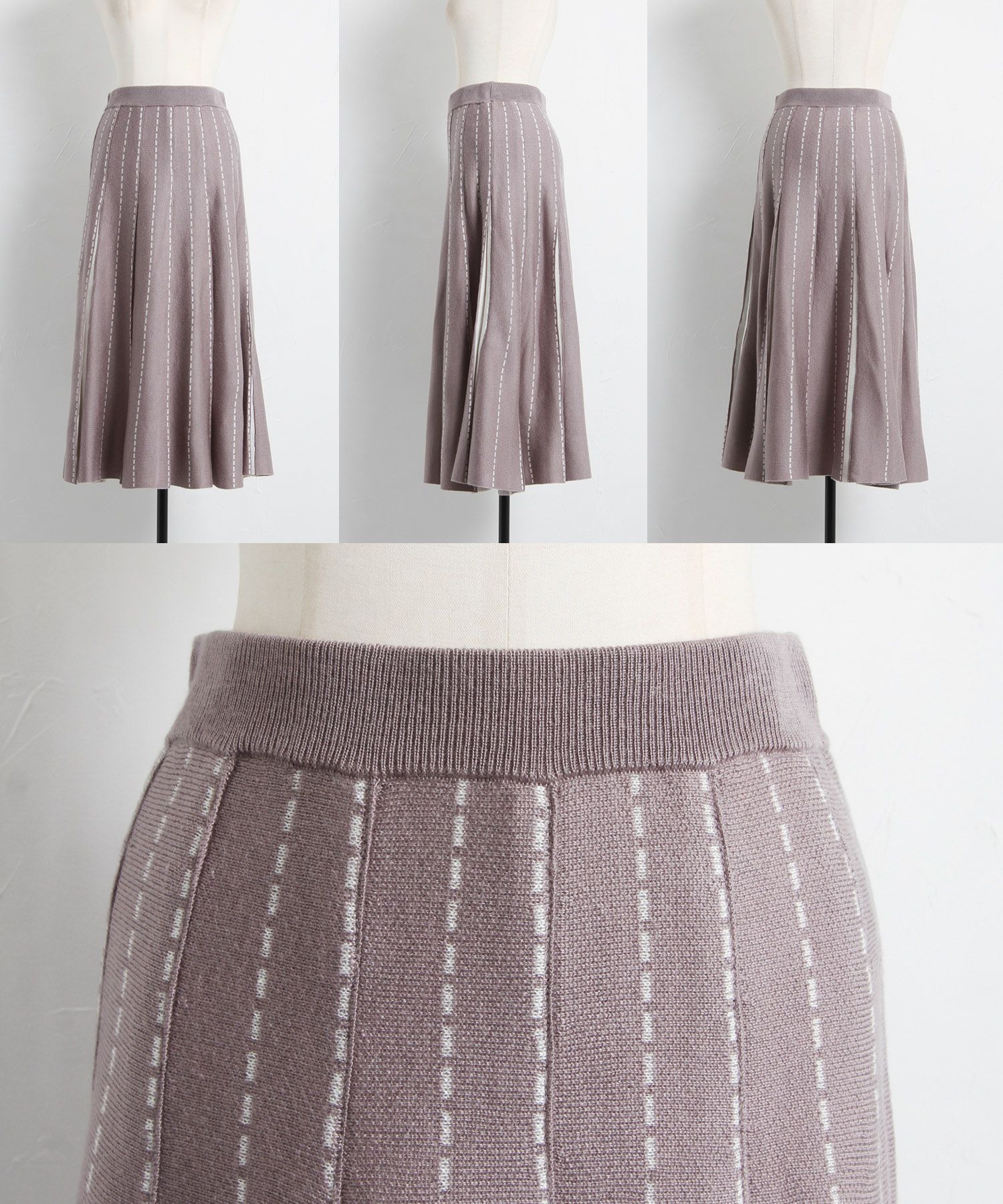 日本 tocco-closet - 低調撞色針織百褶長裙-時尚黑