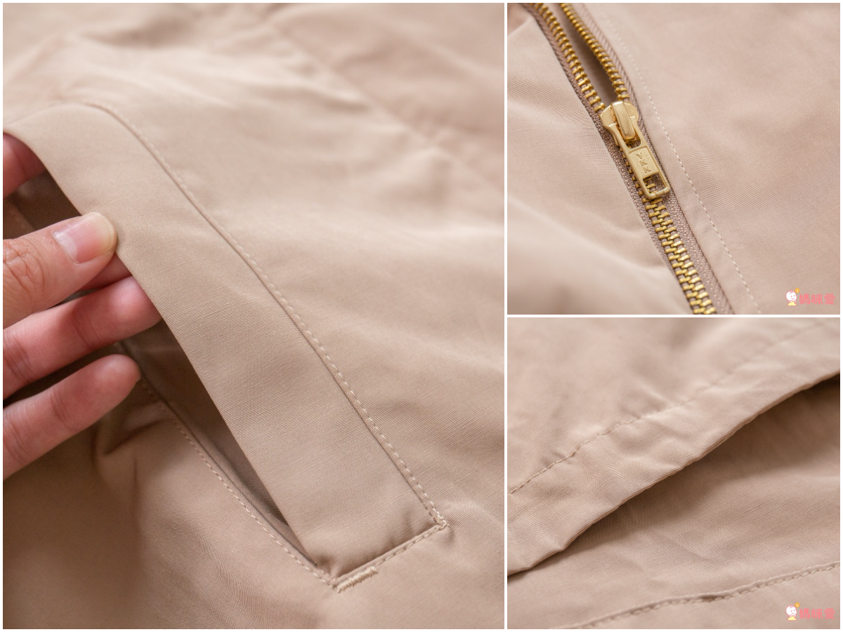 日本 OMNES - 輕量波浪衍縫長版羽絨外套-焦糖棕