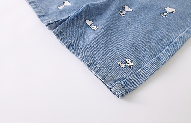 卡通SNOOPY吊帶牛仔連身短裙-小小SNOOPY-藍色