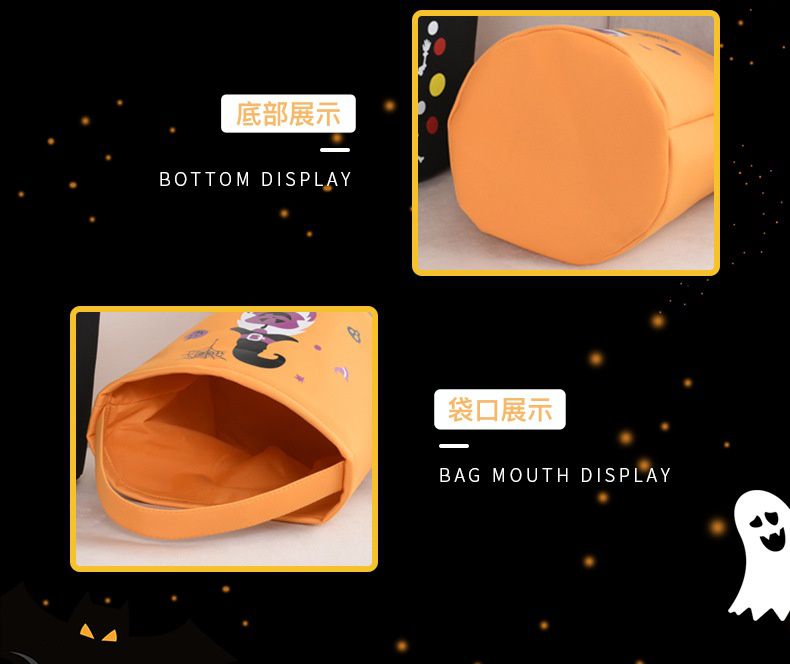 萬聖節糖果手提籃-南瓜女巫-白色