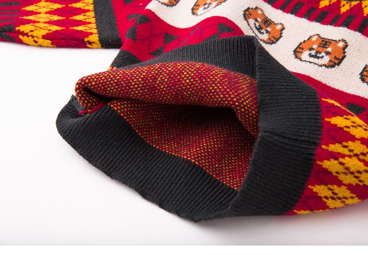 節慶針織毛衣-紅綠菱形格紋