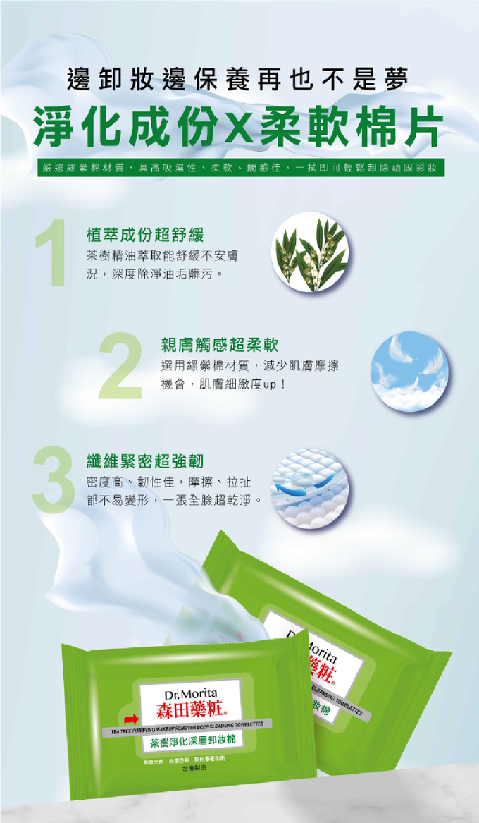 Dr.Morita 森田藥粧 - 茶樹淨化深層卸妝棉-55片