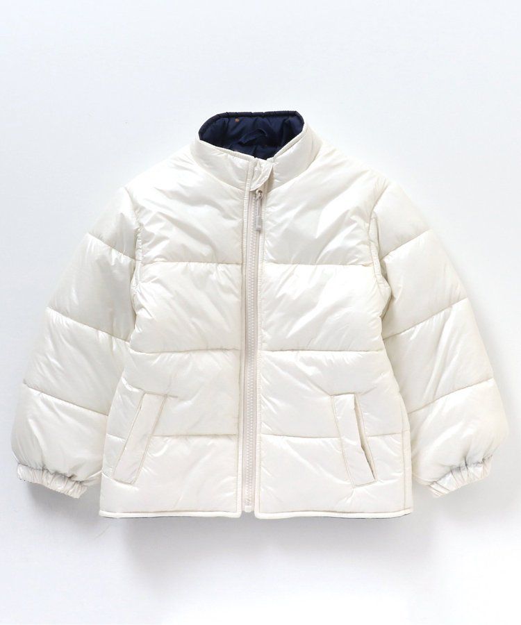 日本 apres les cours - 珍珠光澤正反2WAY鋪棉外套(可機洗)-彩色幾何-橘棕