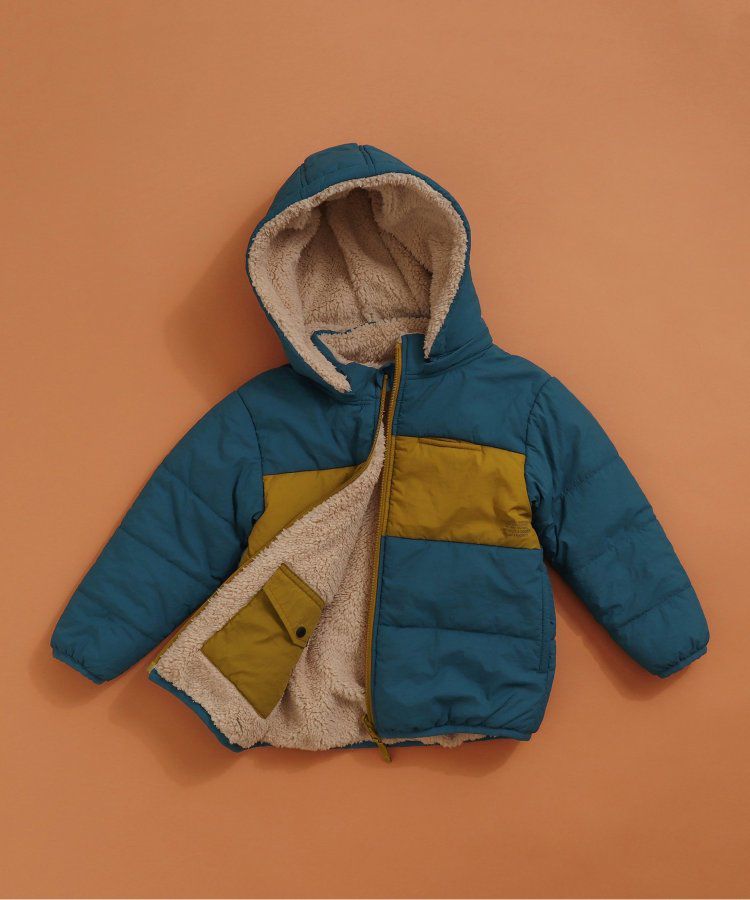 日本 BREEZE - [雙面穿]絨毛鋪棉繽紛保暖外套-黑系&迷彩