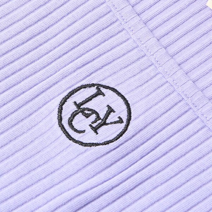 日本 Lycee mine - 品牌刺繡羅紋方領無袖上衣-灰