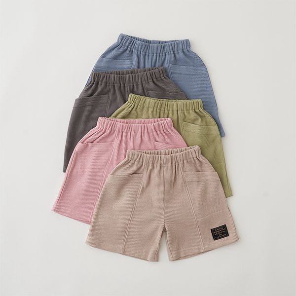 日本 b-ROOM - 華夫格柔軟舒適大口袋短褲-灰藍