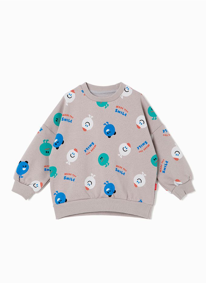 韓國 OZKIZ - 微笑豆豆暖絨長袖T-淺棕