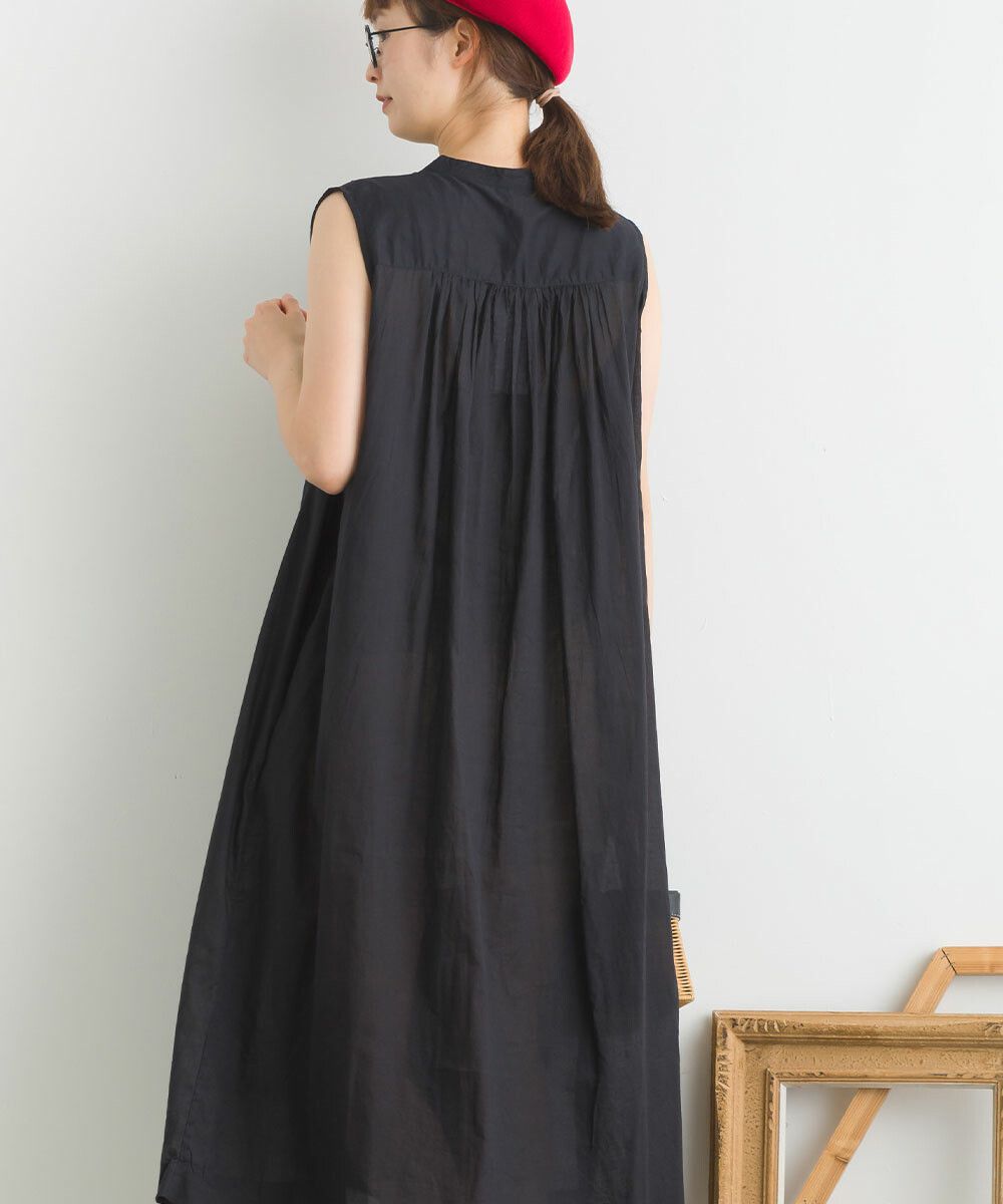 日本女裝代購 - 100%印度棉 涼爽輕盈排扣無袖洋裝-薰衣草