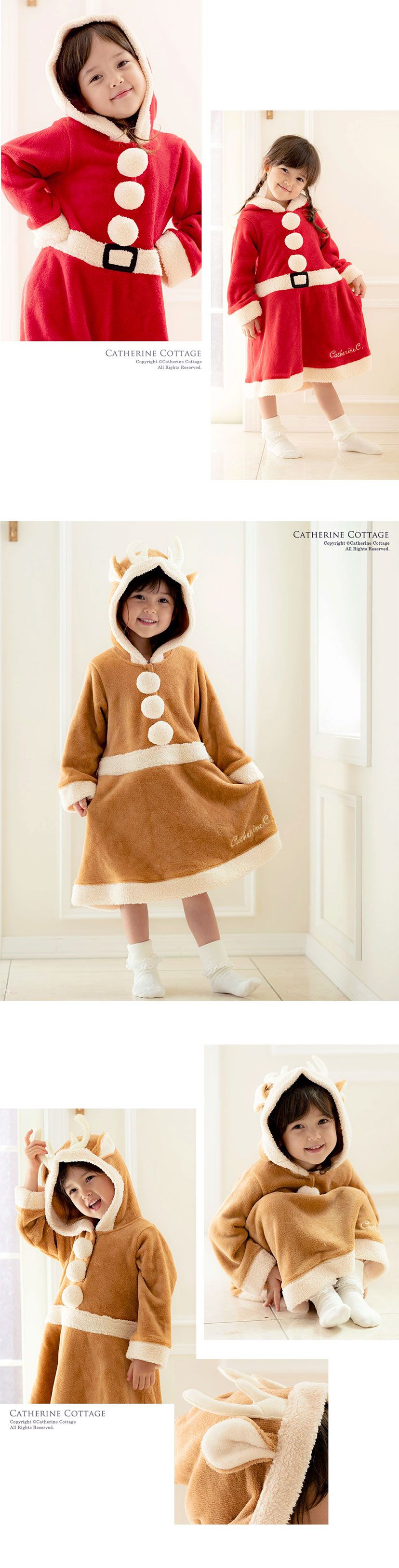 日本 Catherine Cottage - 可愛絨毛連帽聖誕造型服-馴鹿洋裝