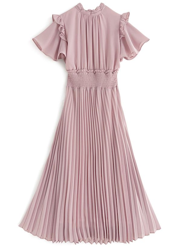 日本 GRL - 甜美時光收腰百摺短袖洋裝-黑