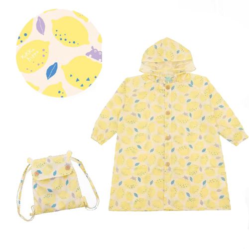 日本 kukka hippo - 兒童雨衣(附收納袋)-檸檬糖霜