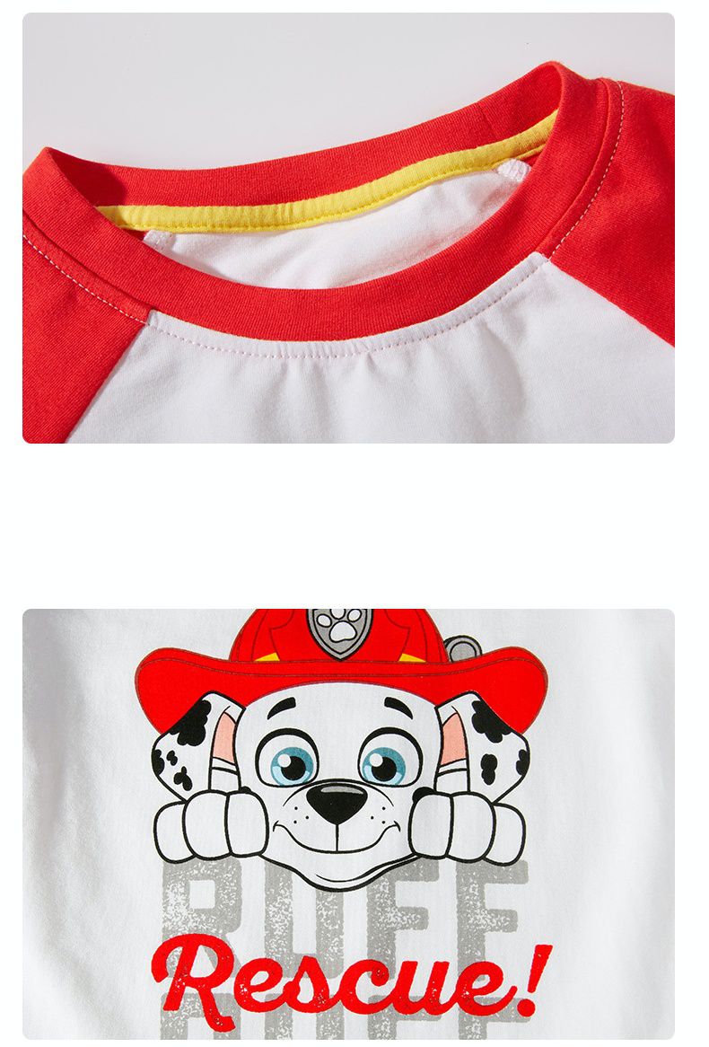 汪汪隊棉質圓領短袖上衣-卡通人物阿奇-深藍+白