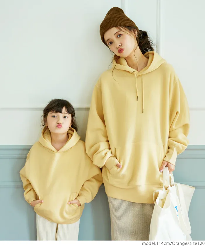 日本 COCA - fleece刷毛輕量寬鬆抽繩帽T-孩子-簡約黑