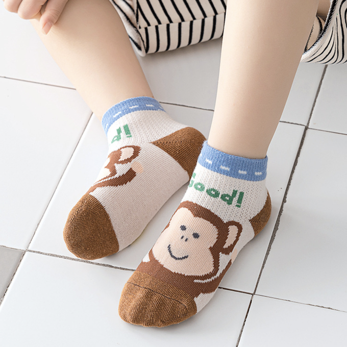 love, charlotte - 小猴子網眼短筒棉襪-5 雙一組