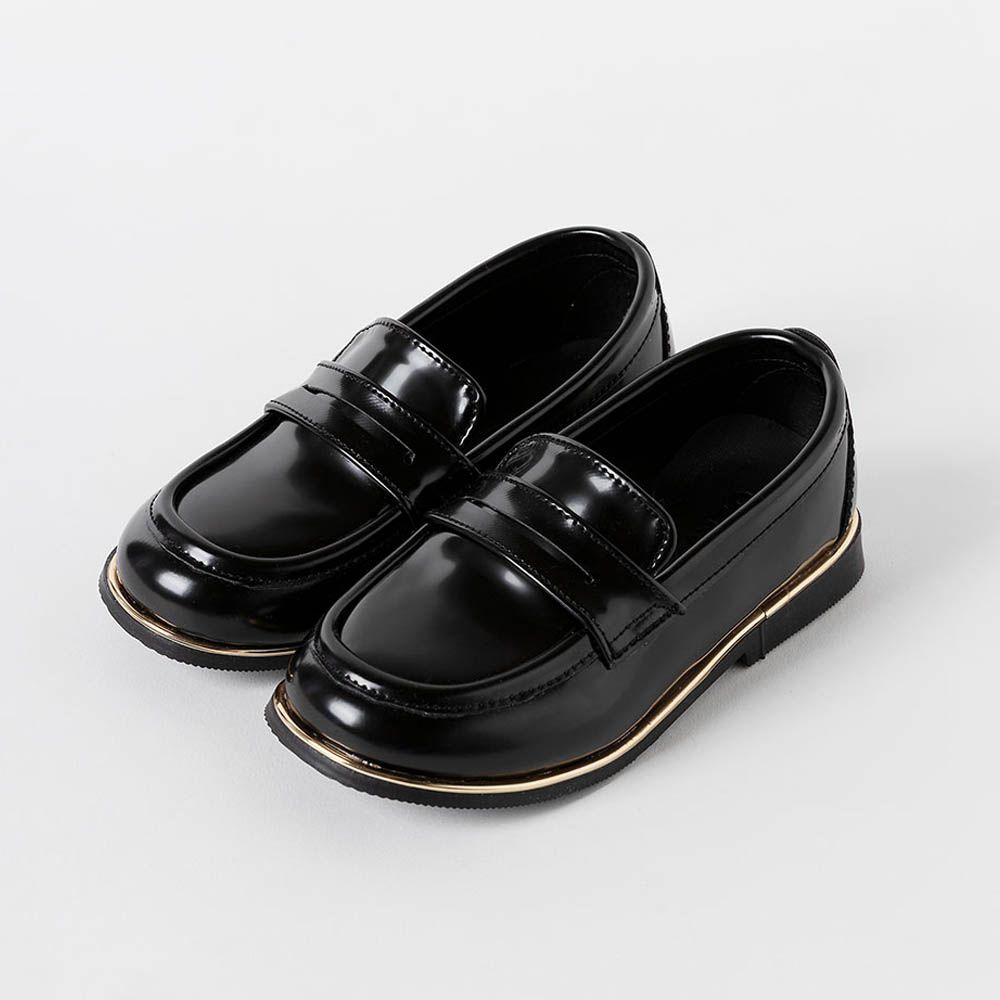 金屬邊點綴端莊樂福鞋-黑