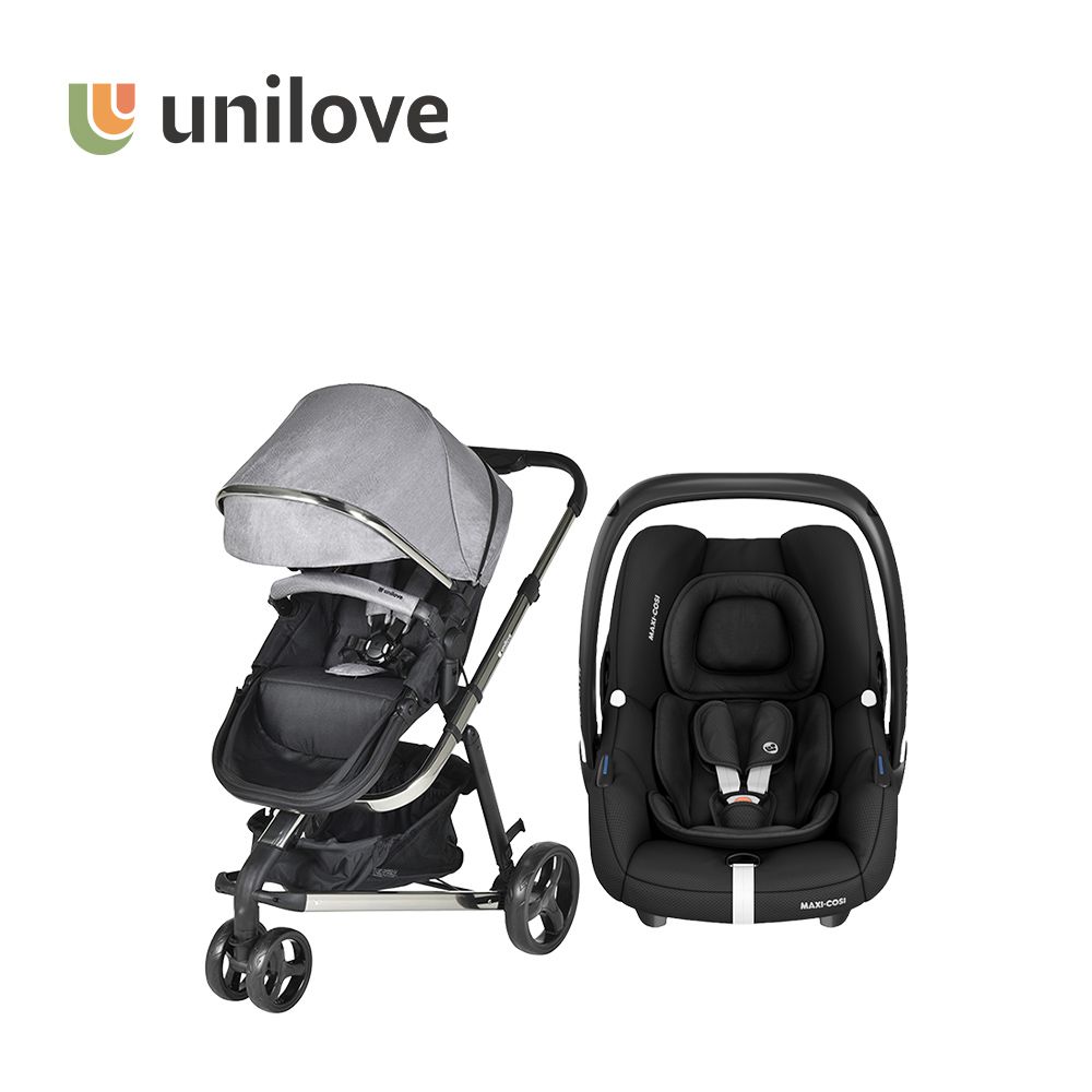 英國 Touring Premium多功能嬰兒推車+MAXI-COSI 荷蘭 CabrioFix-i-Size (Tinca) 新生兒提籃(0-18m)-推車(灰)+提籃(石墨黑)