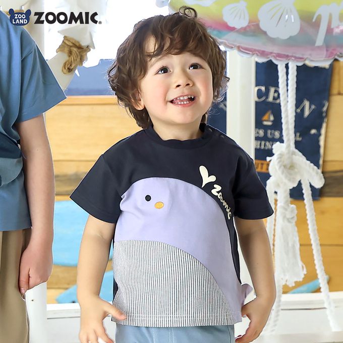 日本 ZOOLAND - 海洋印花短袖上衣-巨大鯨魚-海軍藍