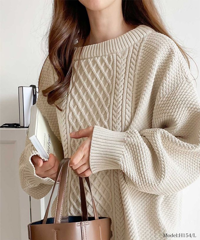 日本 Classical Elf - 前後2WAY麻花紋針織外套/上衣-深可可