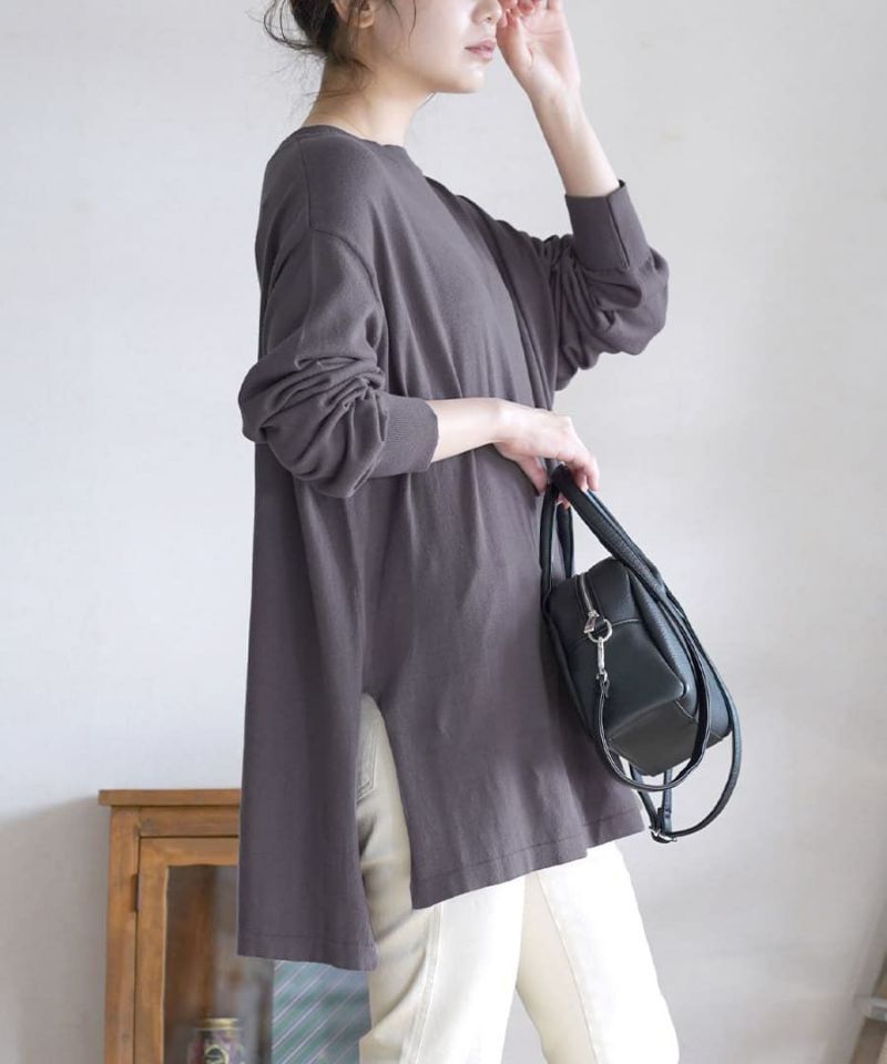 日本 zootie - 純棉薄針織百搭長袖上衣-黑