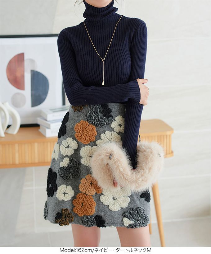 日本 Kobe Lettuce - [定番]優美羅紋針織合身上衣(可選領)-愛心銀扣-黑