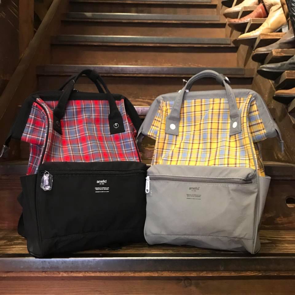 日本 Anello - 英格蘭格紋大開口後背包-Regular-BL藍 (39x26x18cm)