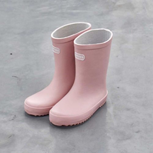 日本 OMNES - 歐風防滑橡膠兒童雨鞋-鮭魚粉
