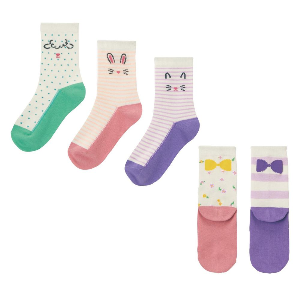 日本千趣會 - GITA 超值中筒襪五件組-可愛動物