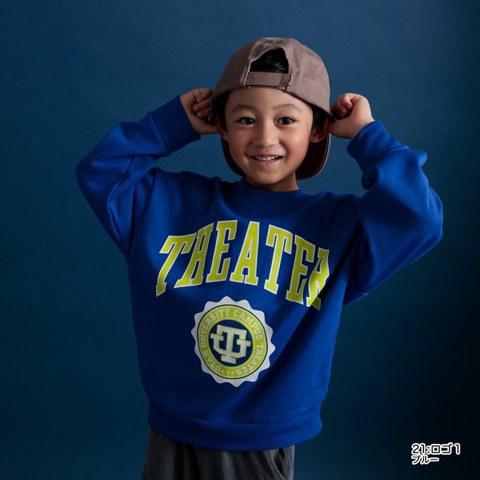 日本 BRANSHES - 裏毛舒適美式休閒上衣-THEATER-黑x藍