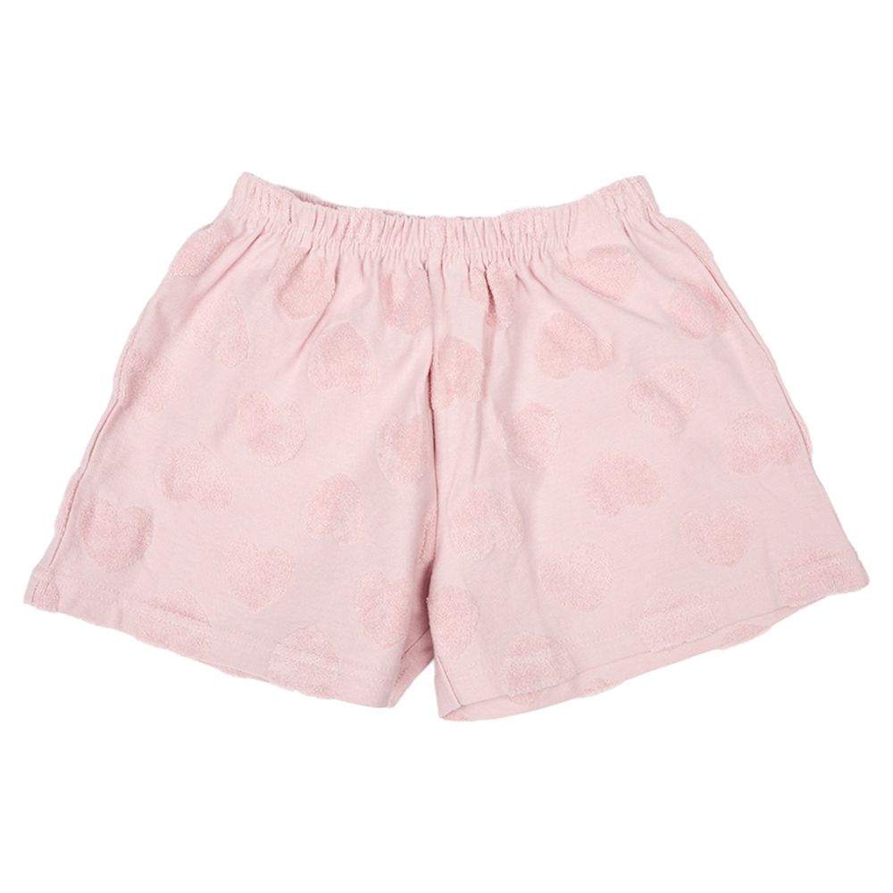 毛巾布緹花短褲-桃色