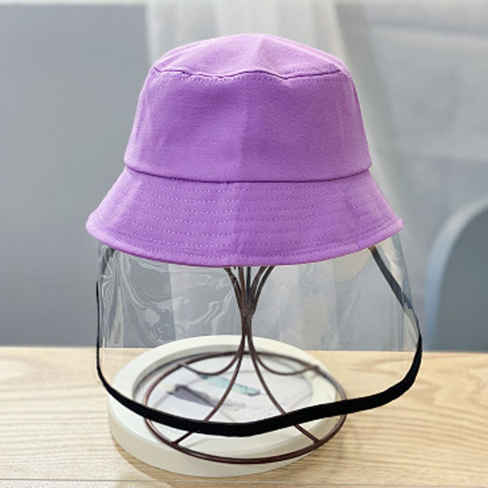 兒童防飛沫面罩遮陽漁夫帽-紫色