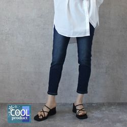 日本女裝代購 - Coolish 接觸涼感舒適快乾合身九分褲-海軍藍