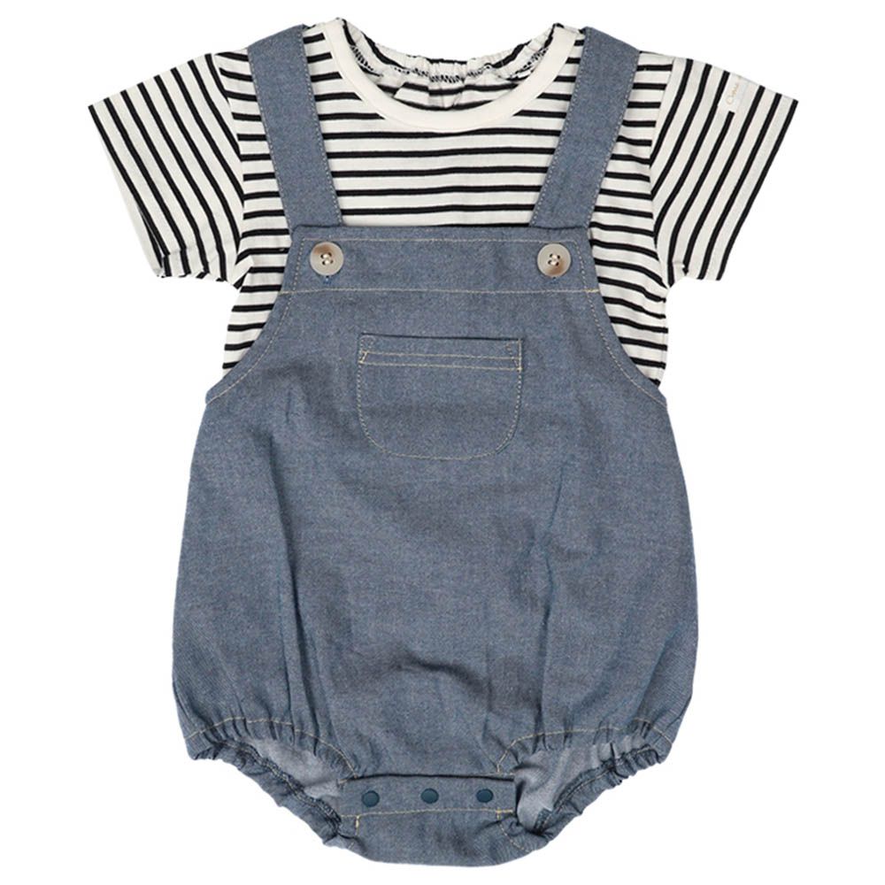 吊帶褲+短袖T恤組-黑色