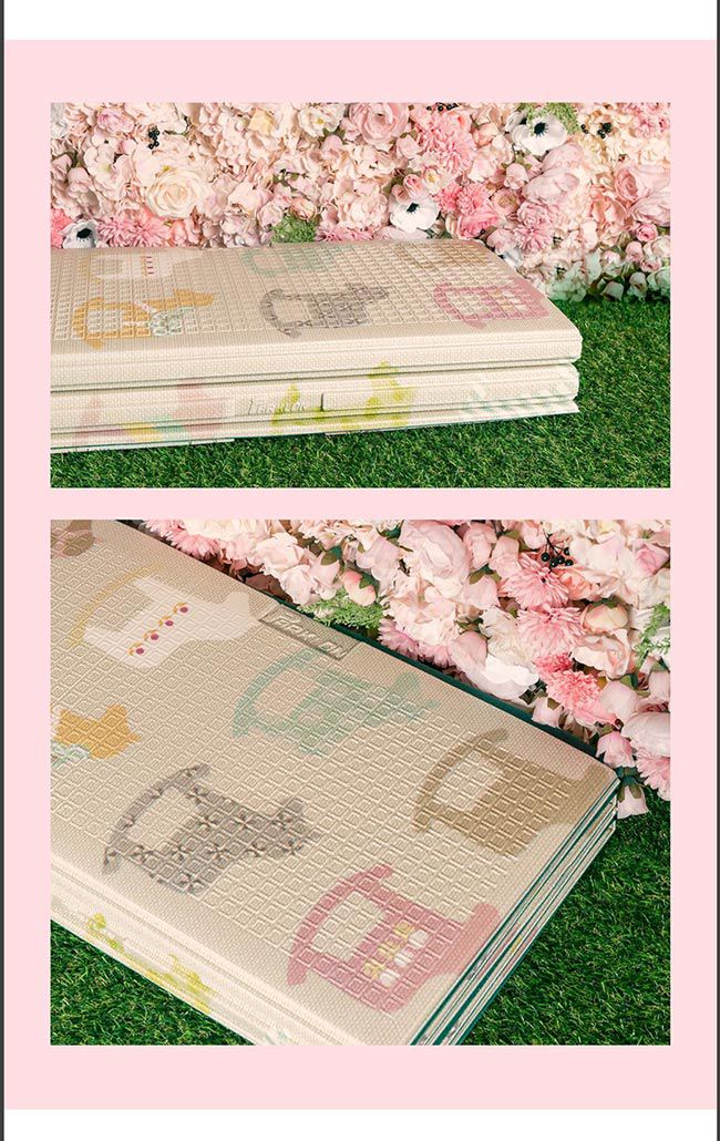 韓國 Parklon 帕龍 - 攜帶型單面立體回紋摺疊墊-彩色木馬