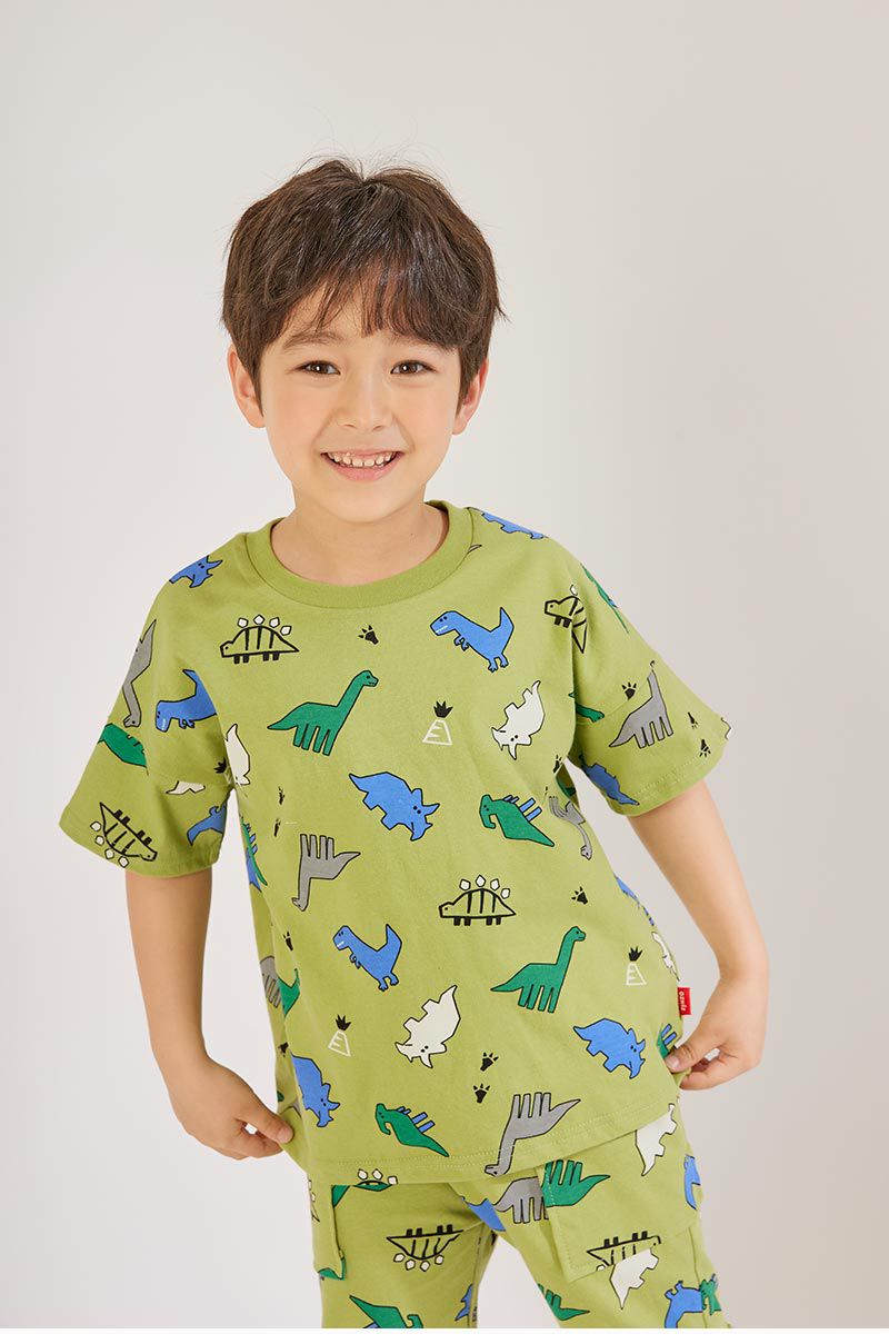 韓國 OZKIZ - 侏羅紀恐龍短袖上衣-綠