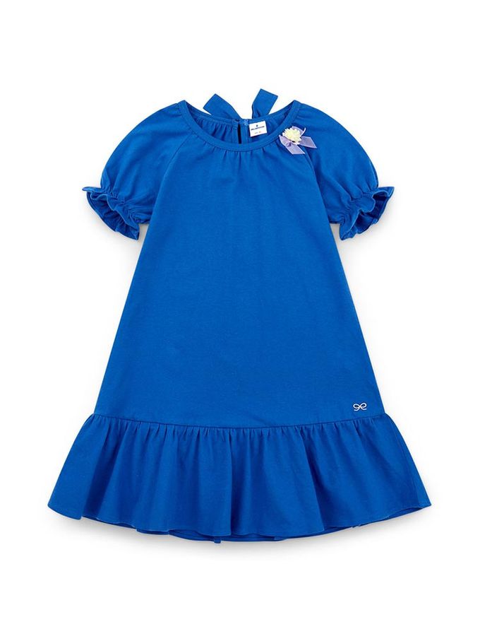 韓國 Jelispoon - 後背蝶結花苞袖連身洋裝-薰衣草紫