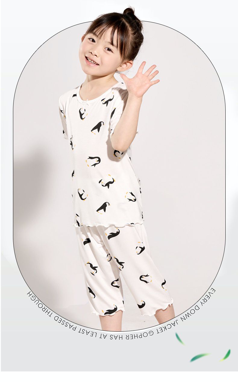 MAMDADKIDS - 莫代爾涼感短袖套裝/家居服-滿滿小企鵝-紫色