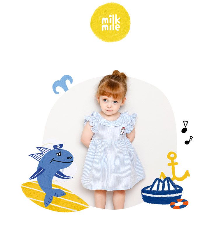 韓國 milk mile - 直線紋後背蝴蝶結洋裝-粉紅