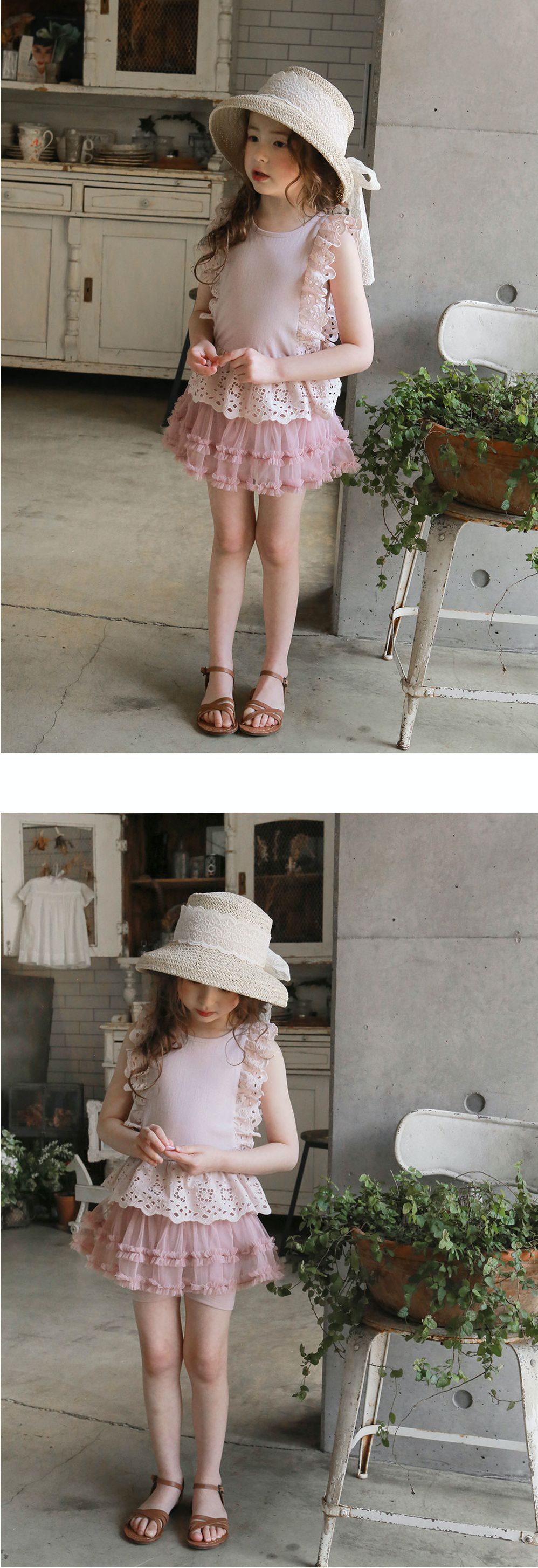 韓國 PuellaFLO - (現省50元)唯美紗裙套裝-粉紅上衣X粉紅紗裙