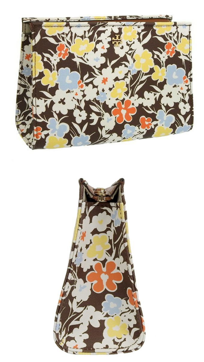 TORY BURCH - 印花皮革拉鍊化妝包 (花朵)