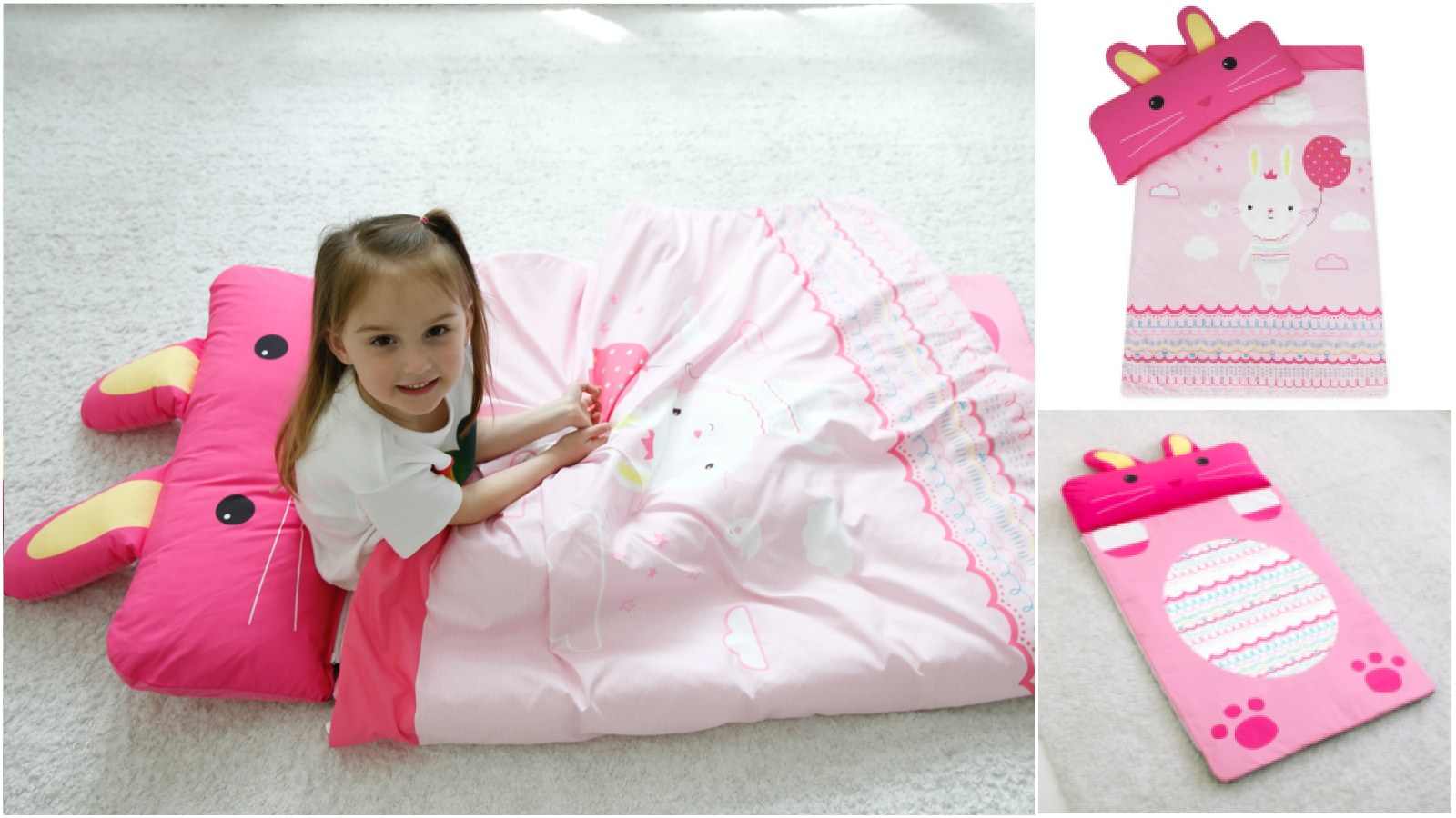 韓國 Bonitabebe - 可愛動物造型睡袋-粉紅兔寶寶