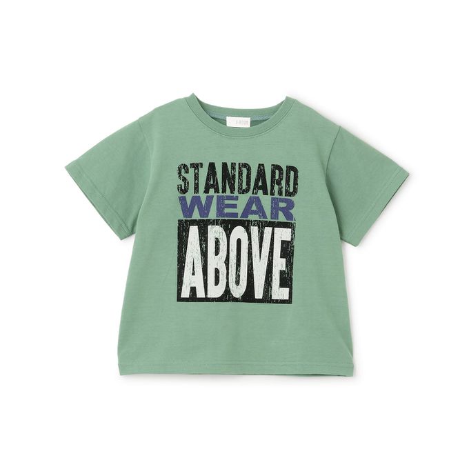 日本 b-ROOM - 防污速乾印花短袖上衣-英文logo-水藍