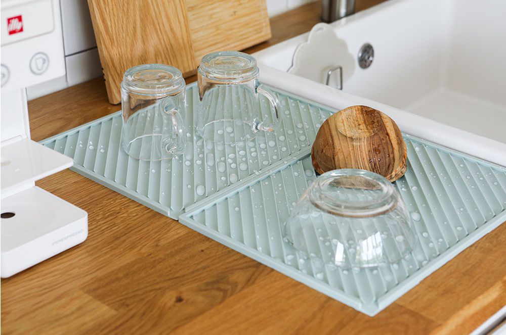 韓國 Daily Like - 矽膠瀝水板-方形綠 (長31.8cm, 寬23.3cm)