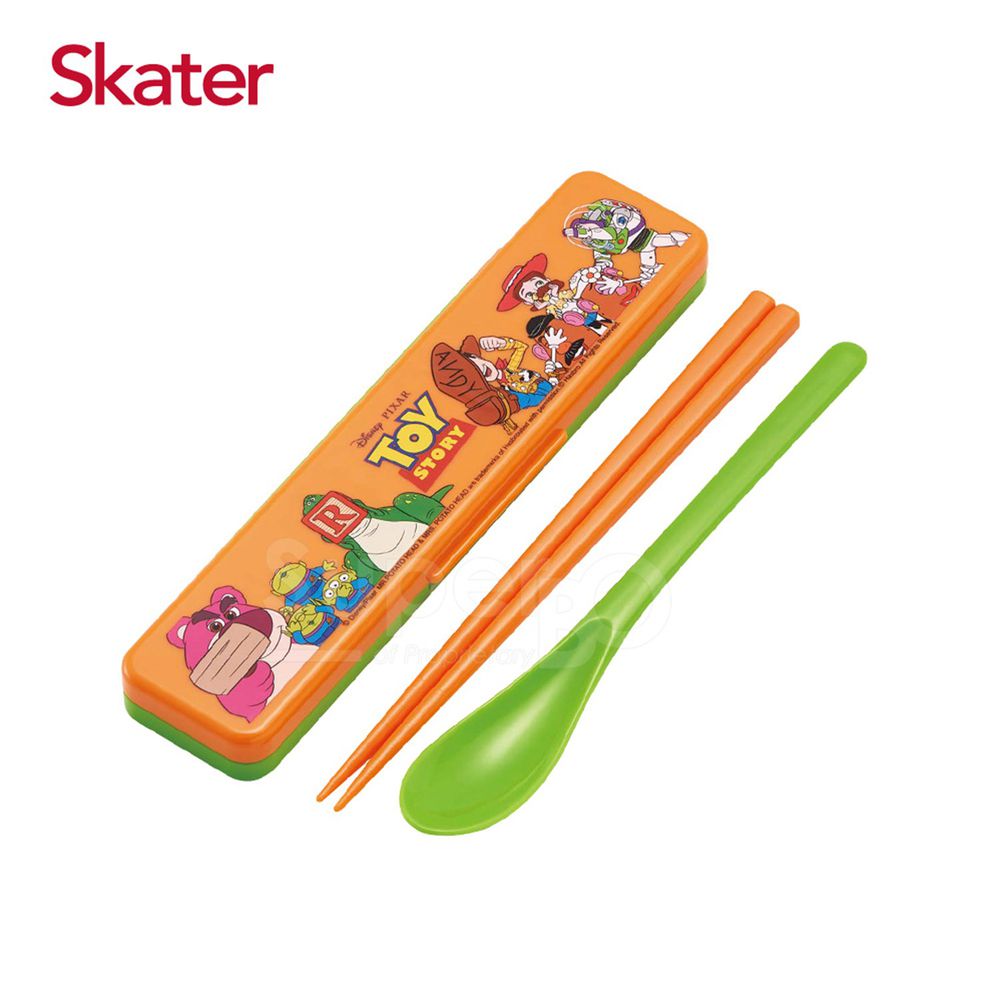 日本 SKATER - 湯匙筷子組(附盒)-玩具總動員