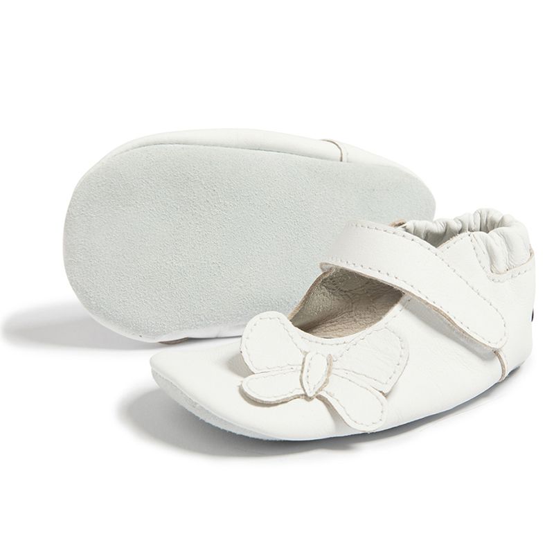英國 shooshoos - 健康無毒真皮手工鞋/學步鞋/嬰兒鞋-蝴蝶飛舞(純白)