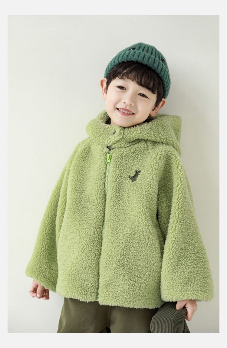 TONGMO - 羊羔絨立體造型外套-恐龍-綠色